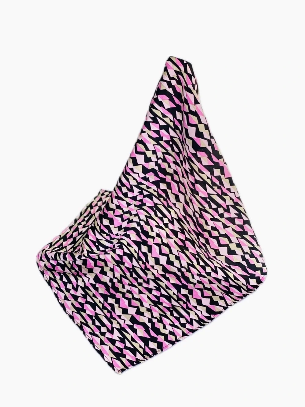 NWT SILKLETTE Pink Diamonds 100% Fine Silk Kerchief Scarf PINK/WHITE/BLACK